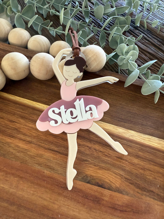 Dancing Girl Christmas Ornament | Ballerina Stocking Tag