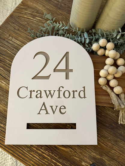 Dual Layer Large (A4) Arch House Number Sign - Manly Style