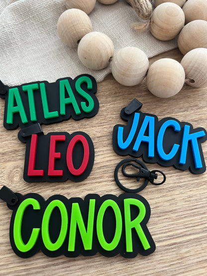 Matte Black Bag Tag — Custom Name Acrylic Keychain