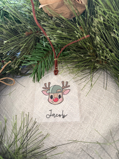 Cartoon Reindeer Christmas Ornament