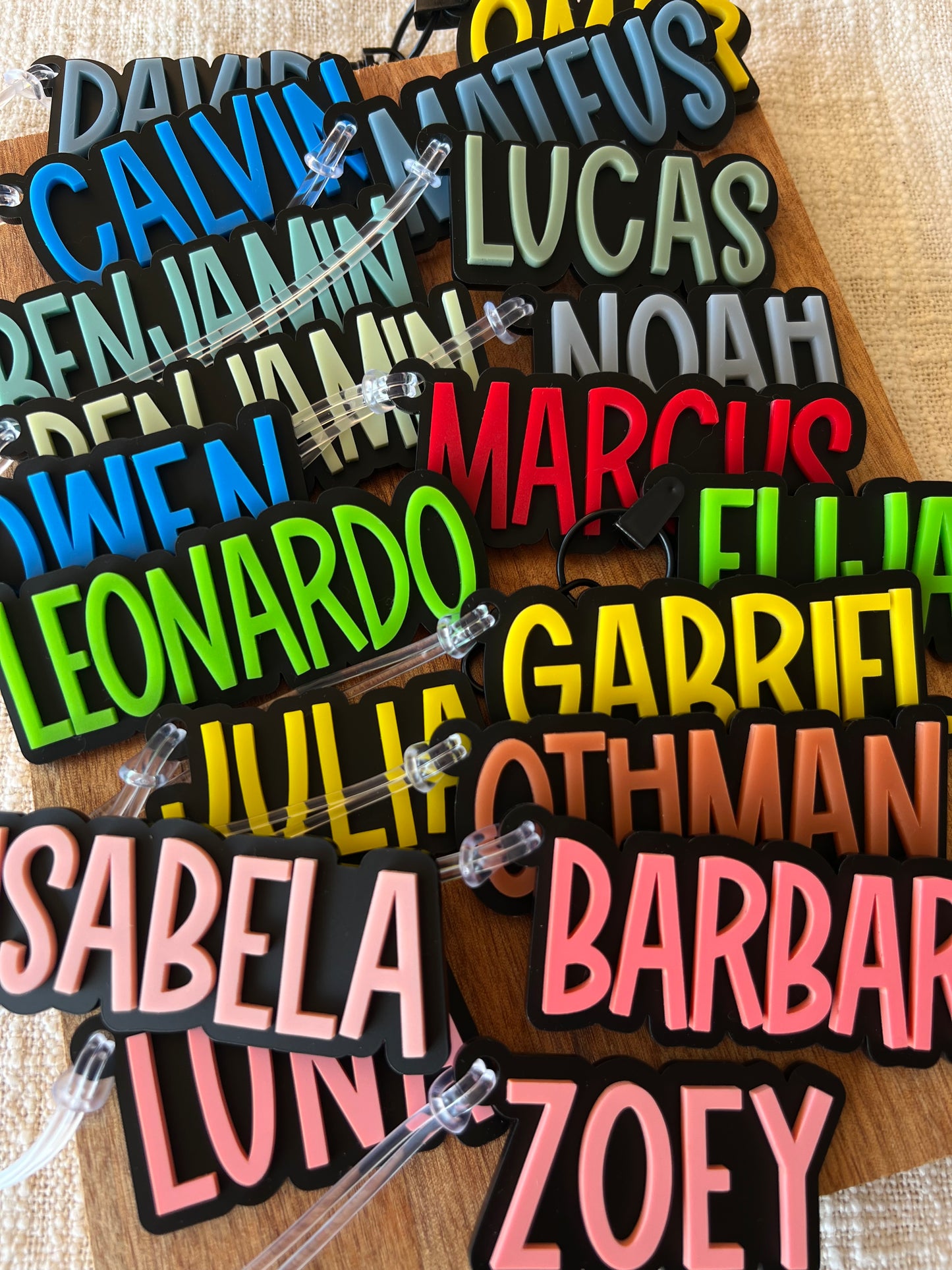 Matte Black Bag Tag — Custom Name Acrylic Keychain