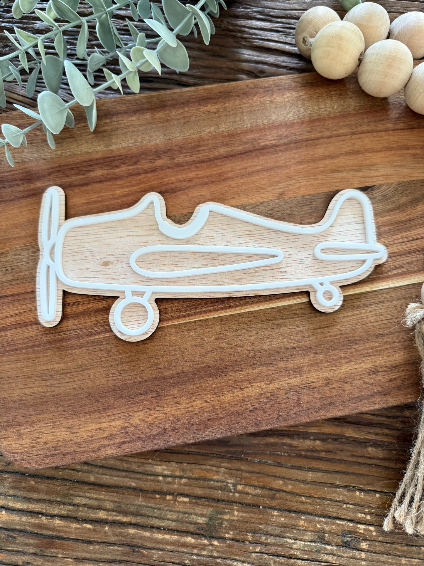 Kids Room Wall Hanging Set — Car Van Plane Wooden Transport Nursery Decor