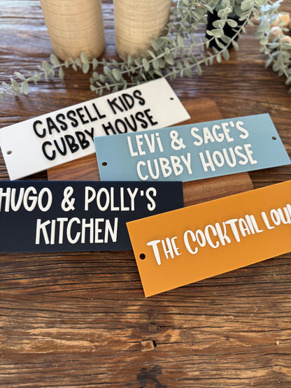 Personalised Acrylic Custom Wall Sign Pool House - Cubby Sign