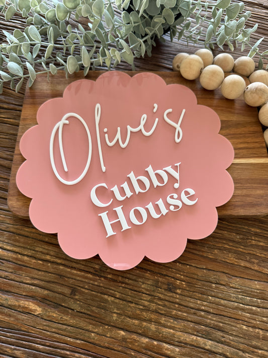 Scallop Kids Cubby House Sign | Custom Name Plaque | Kids Playroom | Decor