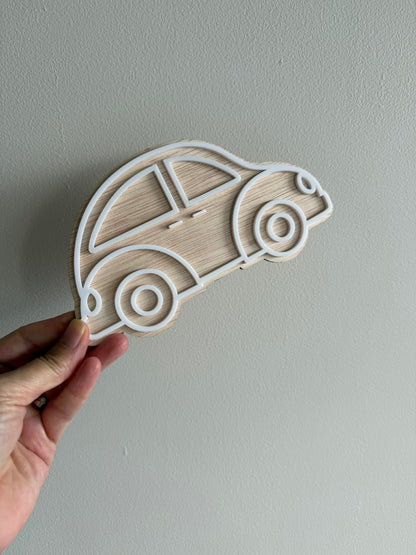 Kids Room Wall Hanging Set — Car Van Plane Wooden Transport Nursery Decor
