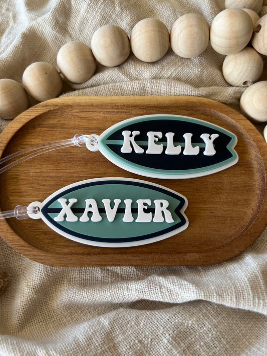 Surfboard Acrylic Name Bag Tag | Backpack Keychain