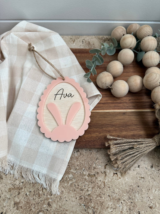 Personalised Scallop Easter Bunny Ears Tag