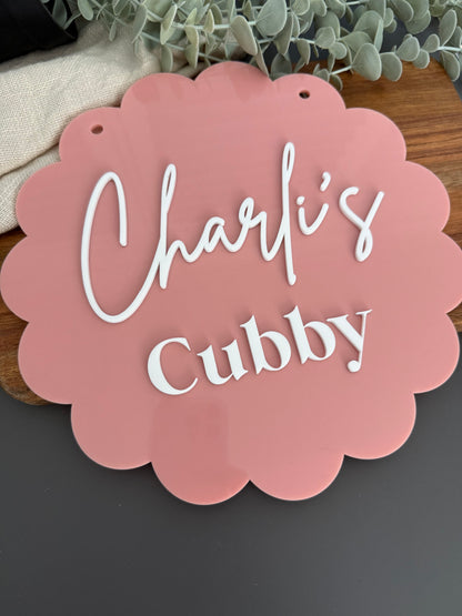 Round Kids Cubby House Sign | Custom Name Plaque | Kids Playroom | Decor