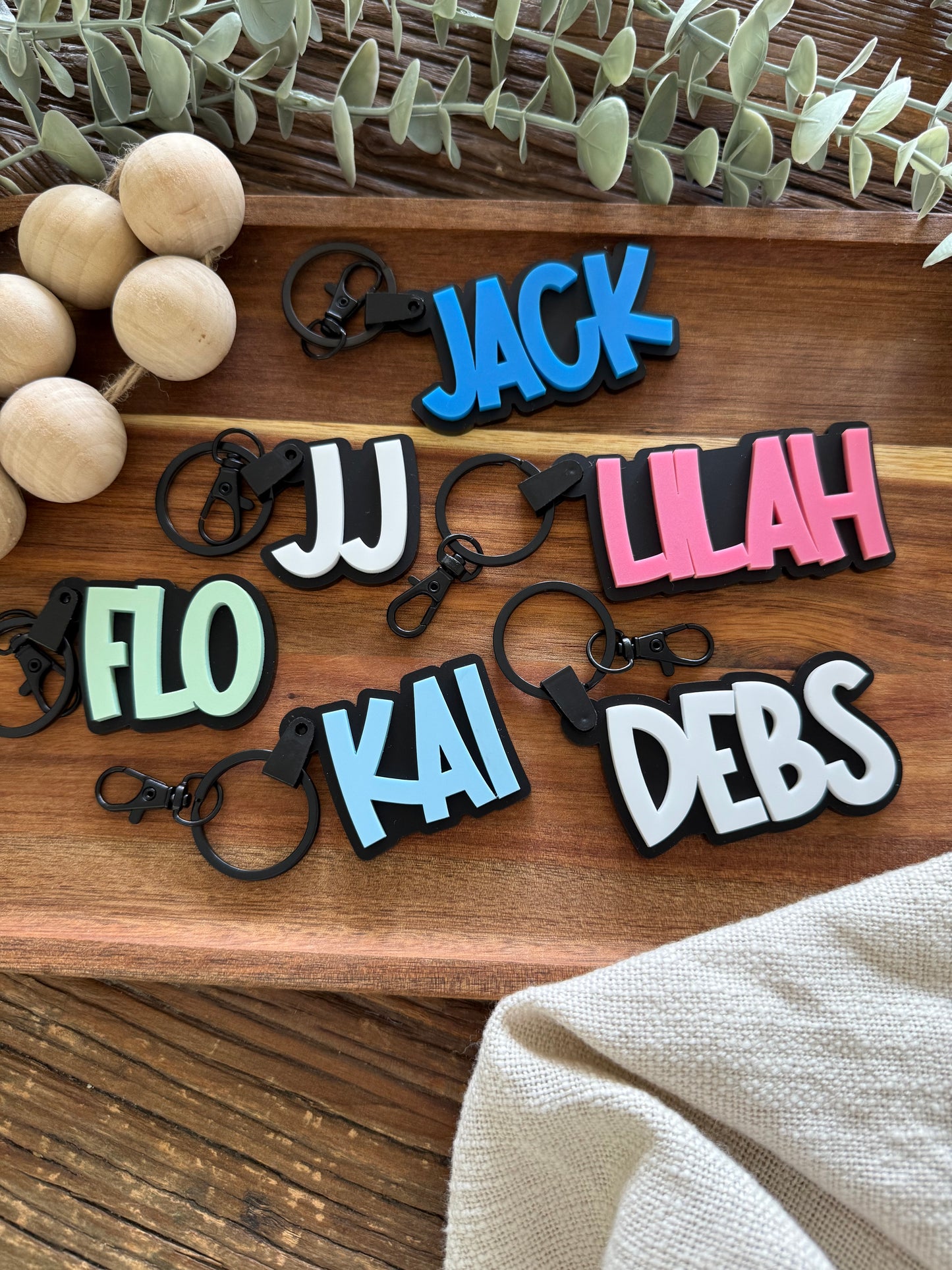 Personalised Graffiti Bag Tag — Custom Name School Backpack Keychain
