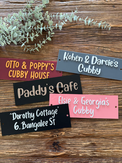 Personalised Acrylic Custom Wall Sign Pool House - Cubby Sign