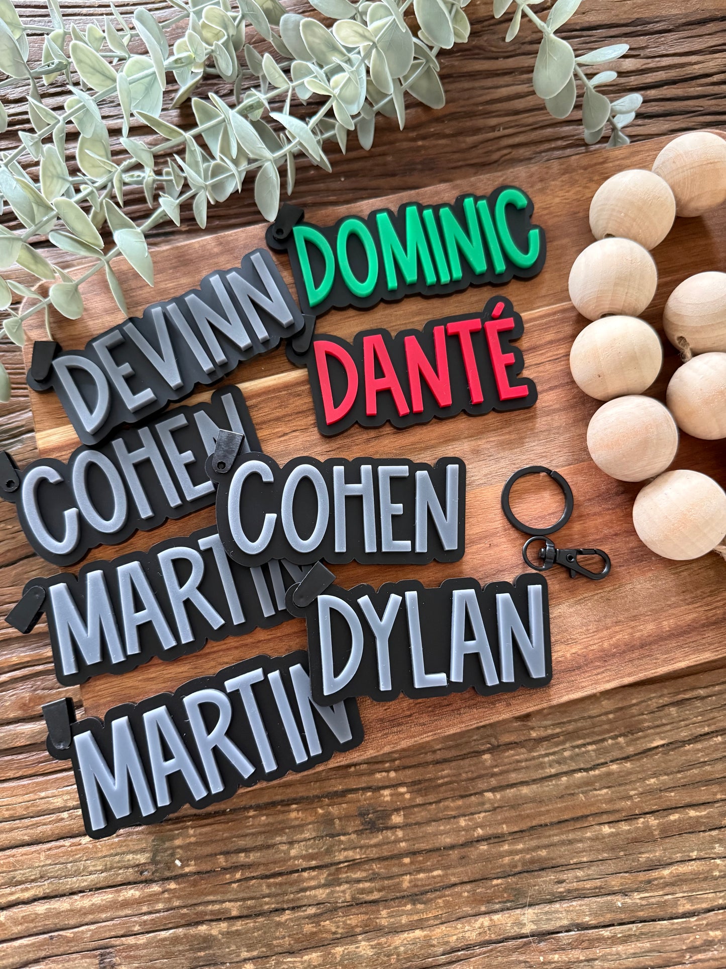 Matte Black Bag Tag — Custom Name Acrylic Keychain