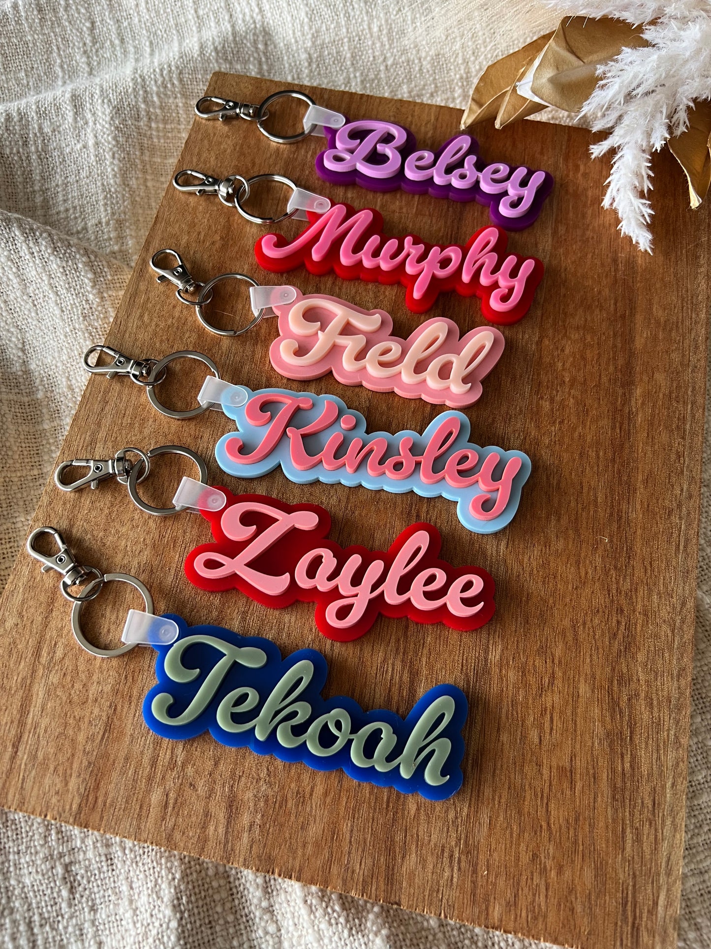 Duo Colour Bag Tag — Custom Name Acrylic Keychain