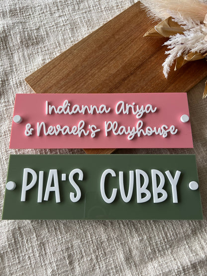 Personalised Acrylic Custom Wall Sign Pool House - Cubby Sign