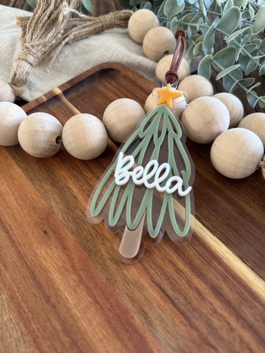 Christmas Tree Personalised Ornament | Santa Sack Tag | Custom Holiday Decoration