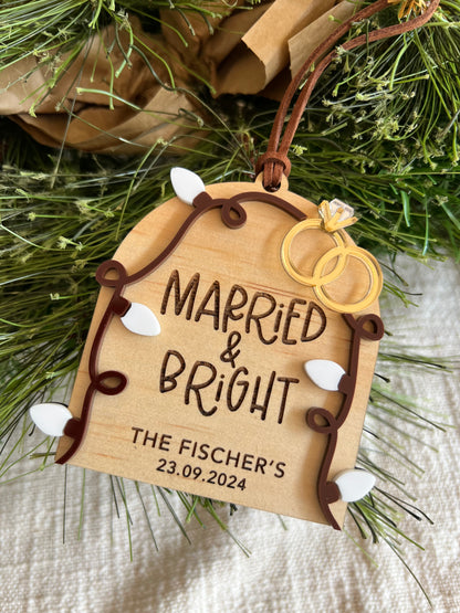 Married Personalised Christmas Ornament | Newlyweds