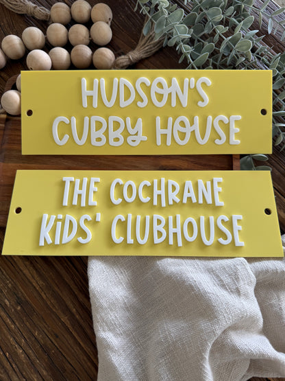 Personalised Acrylic Custom Wall Sign Pool House - Cubby Sign