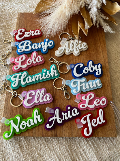 Duo Colour Bag Tag — Custom Name Acrylic Keychain