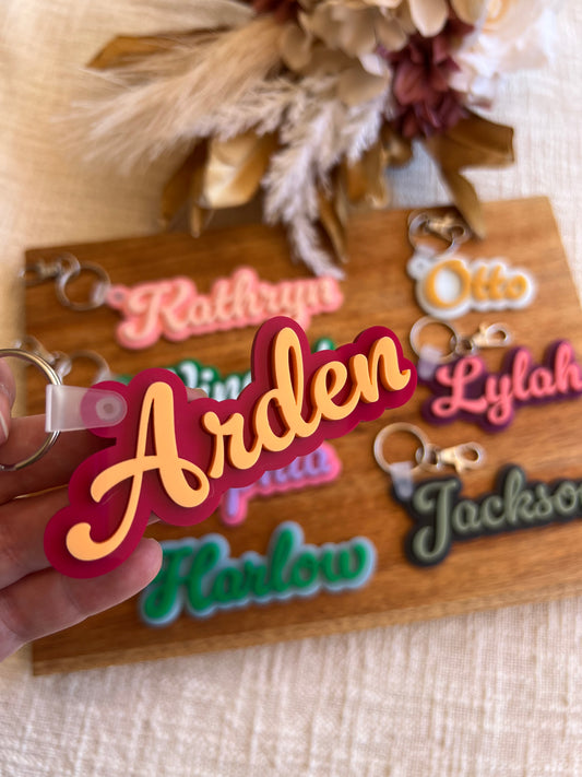 Duo Colour Bag Tag — Custom Name Acrylic Keychain