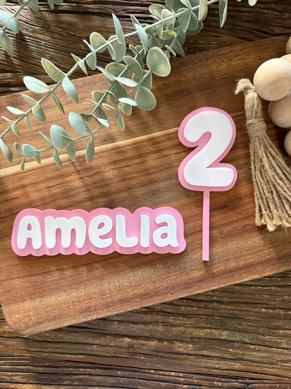 Blue Dog Cake Topper Set - Personalised