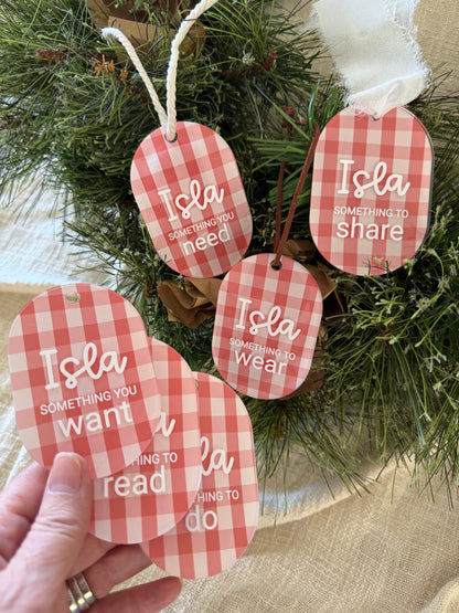 Gingham Mindful Christmas Gift Tag Set of 6