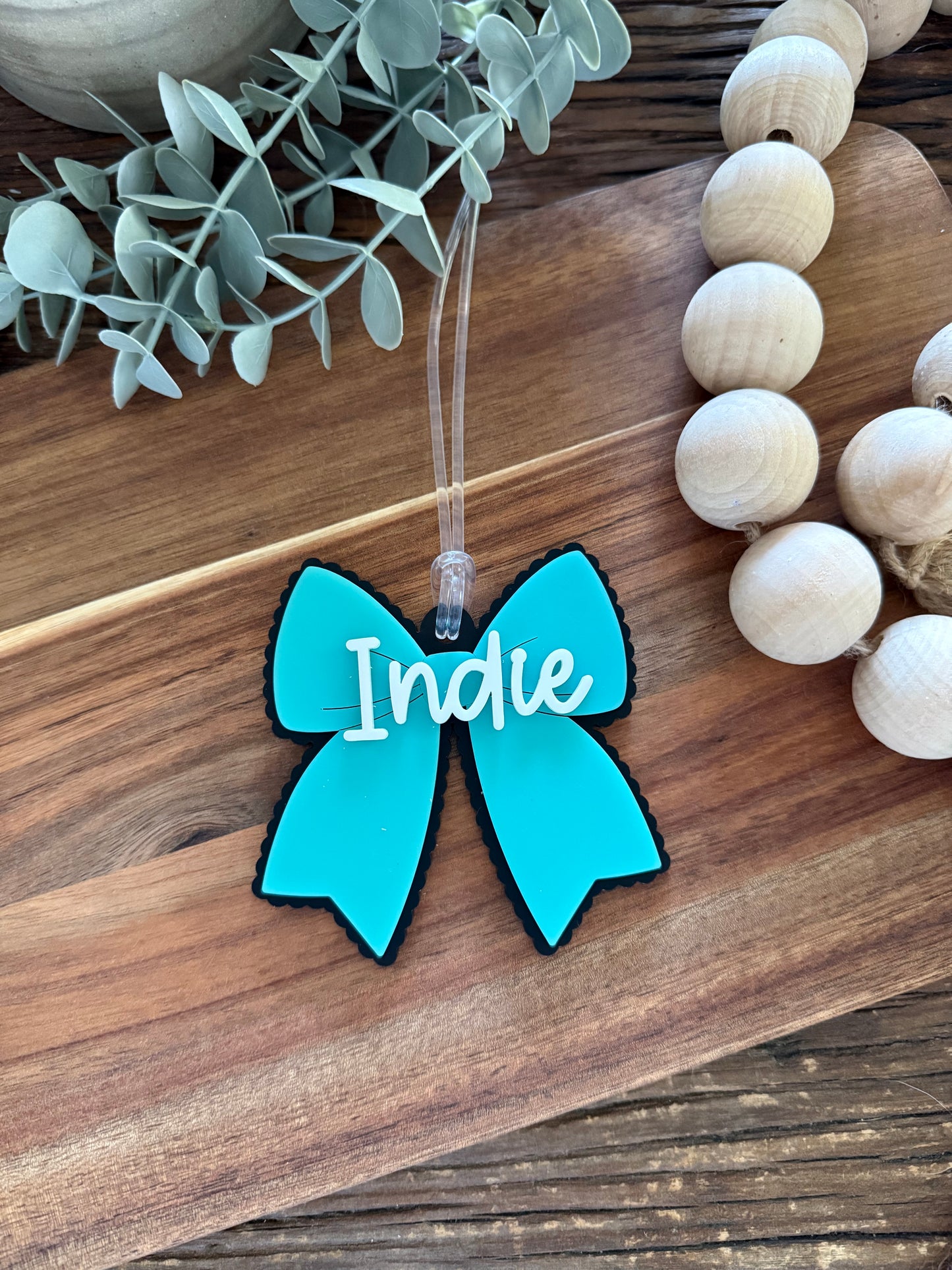 Cheer Bow Bag Tag — Large Acrylic Bow Keychain Personalised