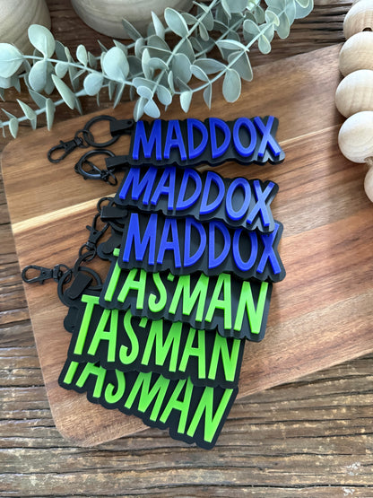 Matte Black Bag Tag — Custom Name Acrylic Keychain