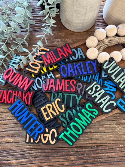 Matte Black Bag Tag — Custom Name Acrylic Keychain