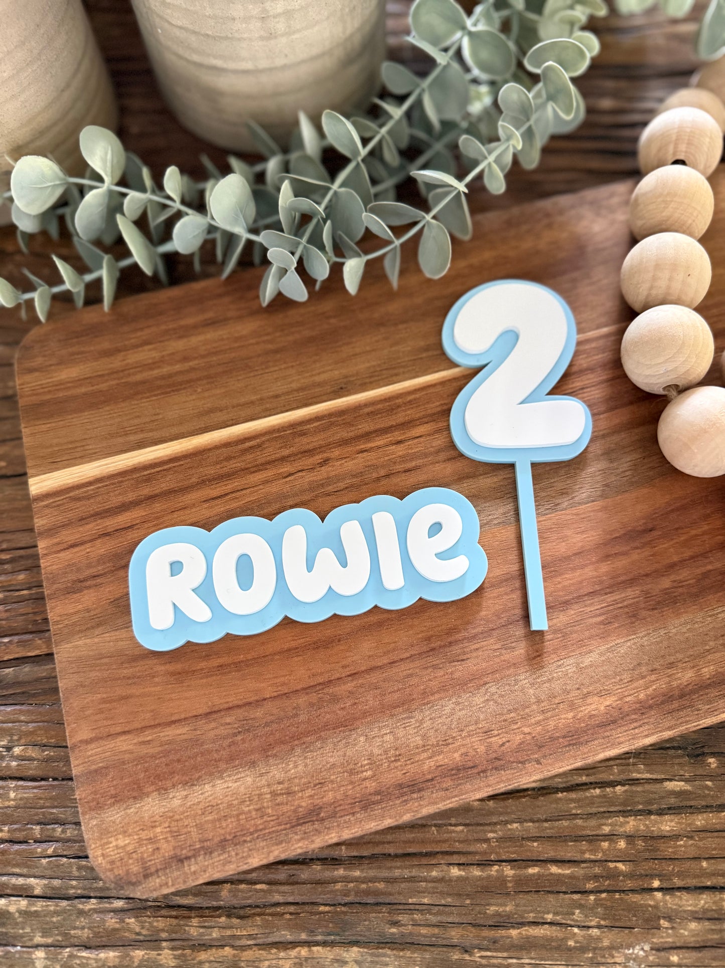 Blue Dog Cake Topper Set - Personalised