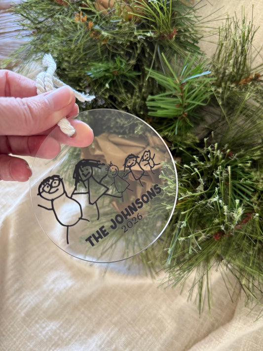 Kids Drawing Family Christmas Ornament