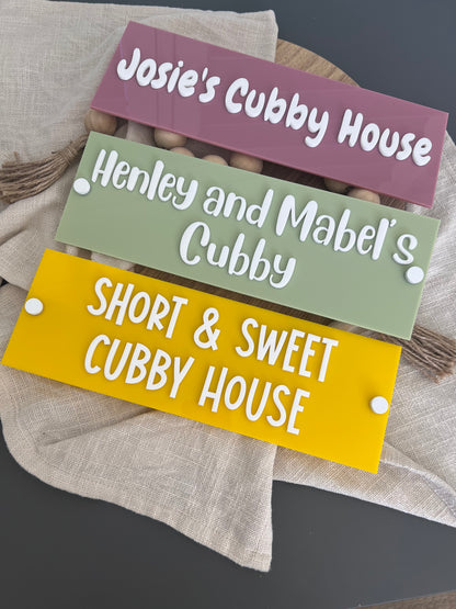 Personalised Acrylic Custom Wall Sign Pool House - Cubby Sign