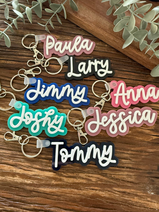 Fancy Script Bag Tag — Custom Kids School Backpack Keychain