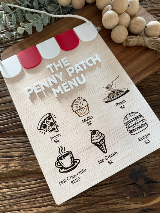 Kids Wooden Café Play set – Pretend Play Food & Drink Menu Signs