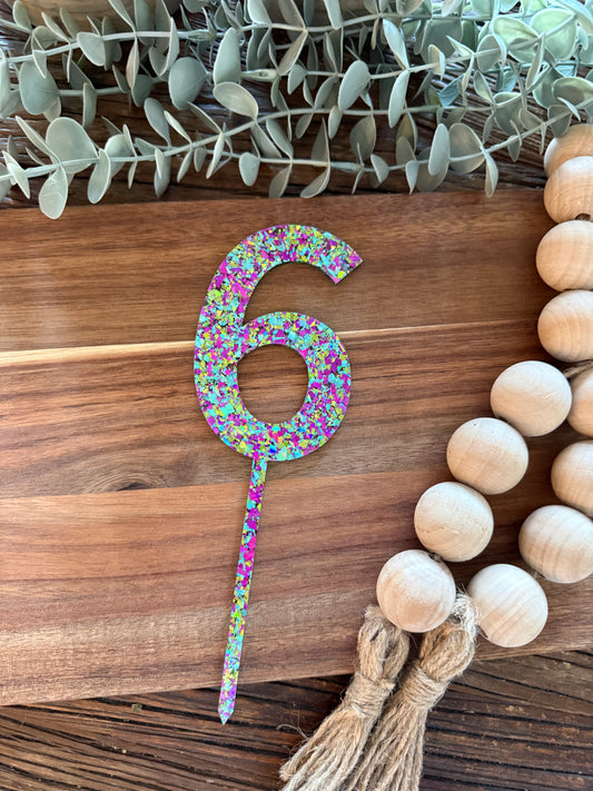 Number Cake Topper — Glitter Colours