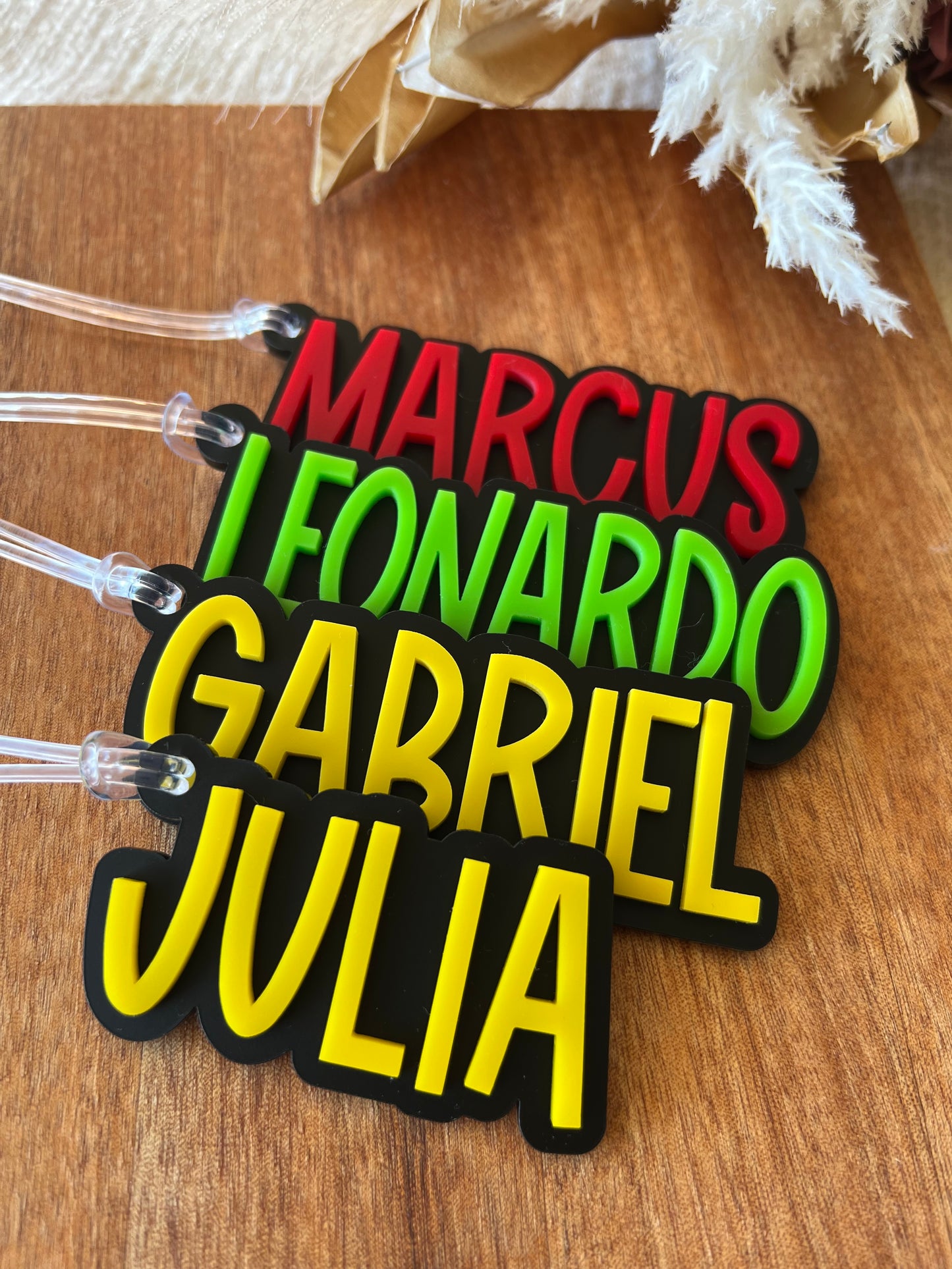Matte Black Bag Tag — Custom Name Acrylic Keychain