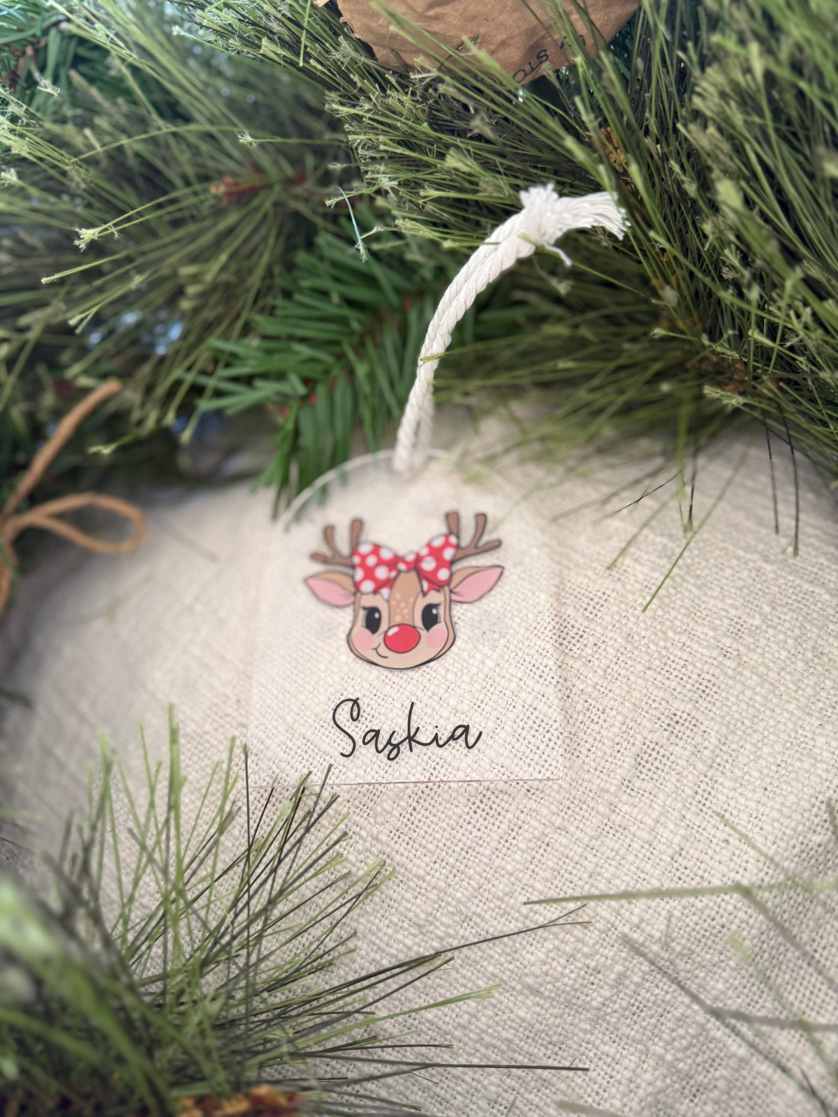 Cartoon Reindeer Christmas Ornament