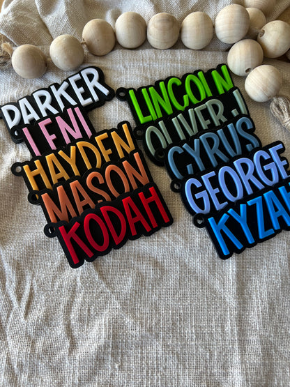 Matte Black Bag Tag — Custom Name Acrylic Keychain