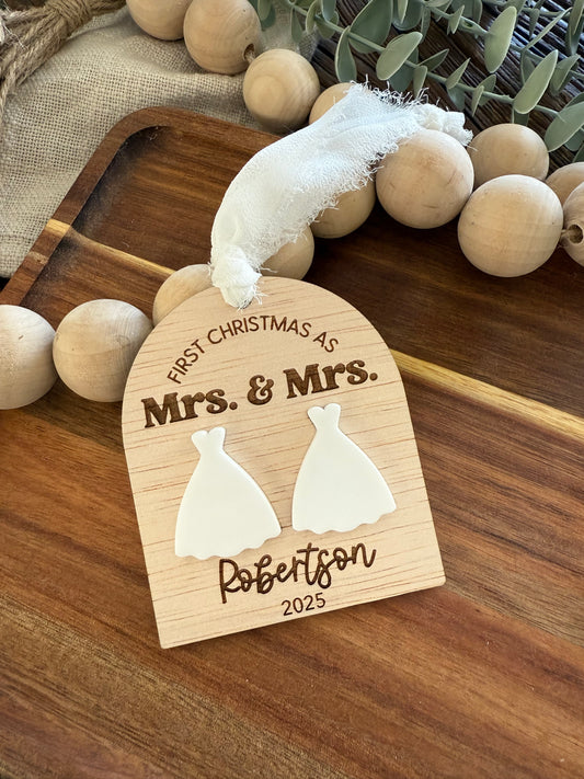 Married Personalised Christmas Ornament | LGBTIQA+ | Mrs and Mrs
