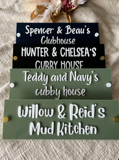 Personalised Acrylic Custom Wall Sign Pool House - Cubby Sign