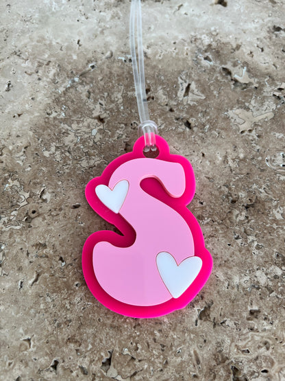 Initial Hearts Bag Tag