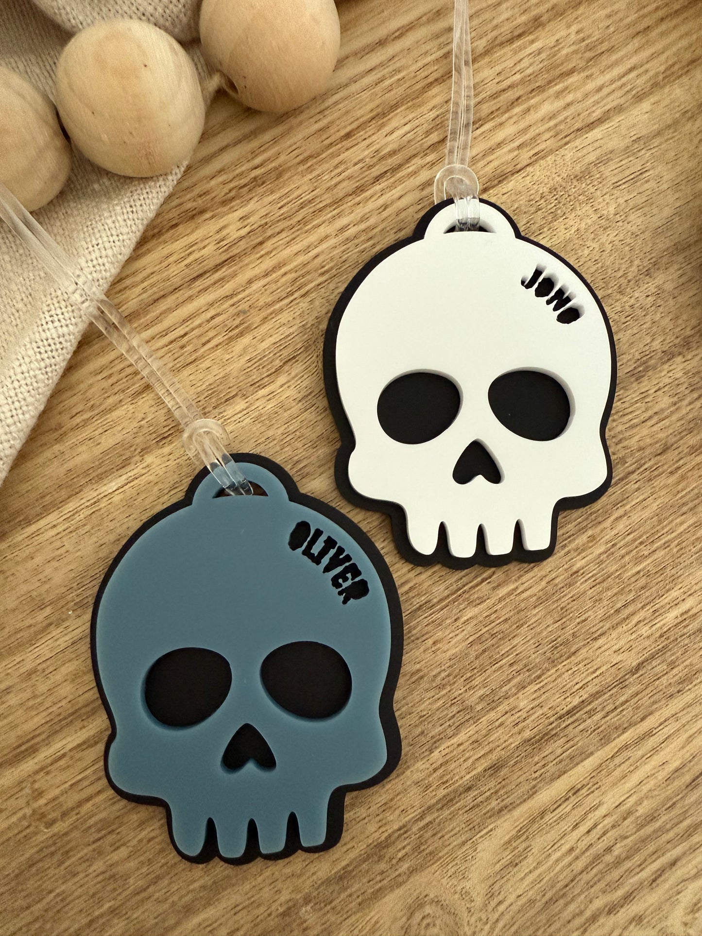Skull Personalised Bag Tag | Halloween Gift Tag