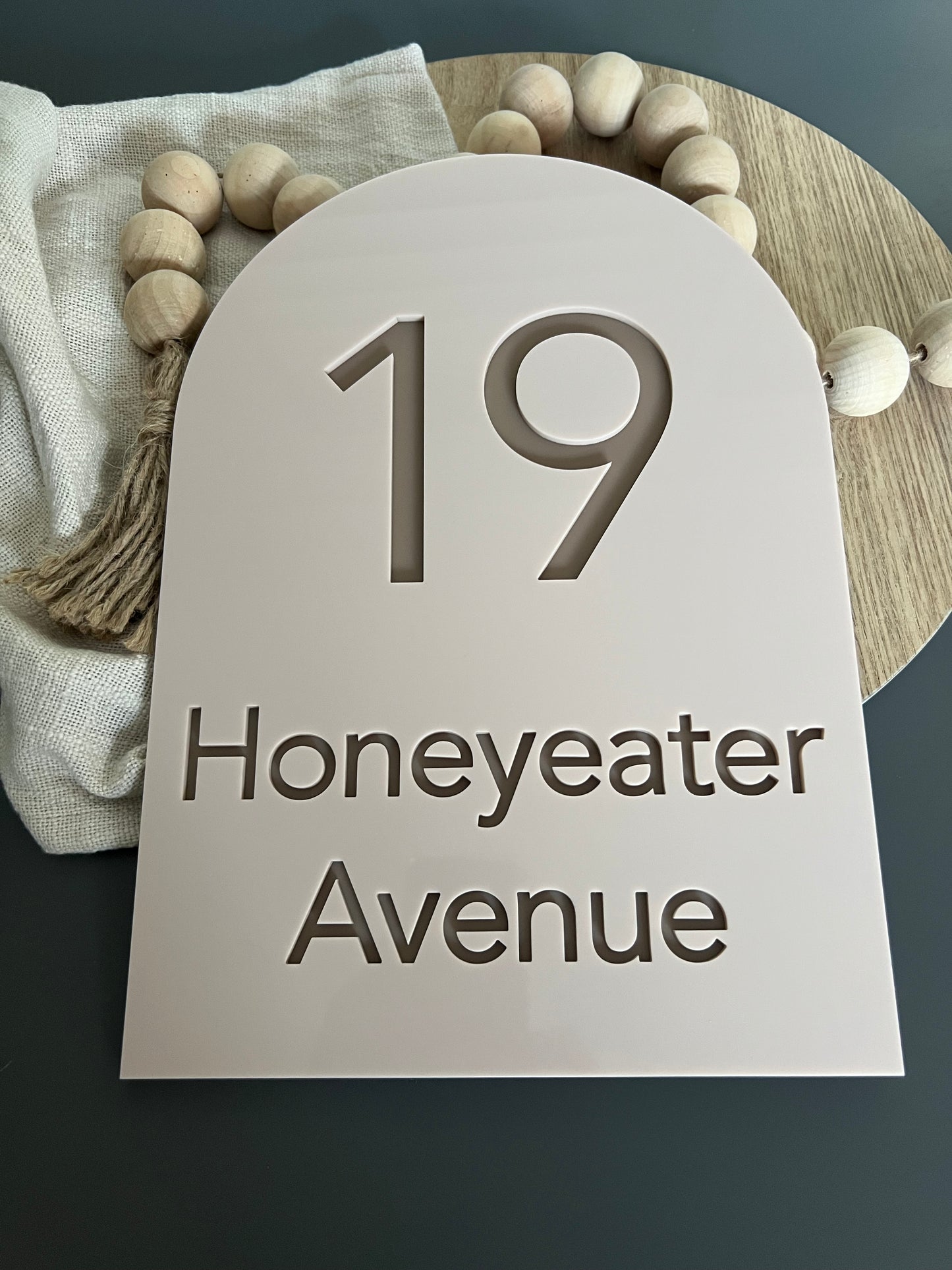 Small Dual Layer Large (A5) Arch House Number Sign - Manly Style