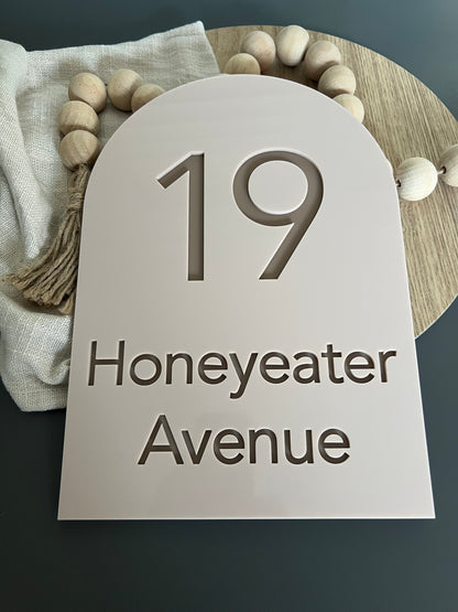Small Dual Layer Large (A5) Arch House Number Sign - Manly Style