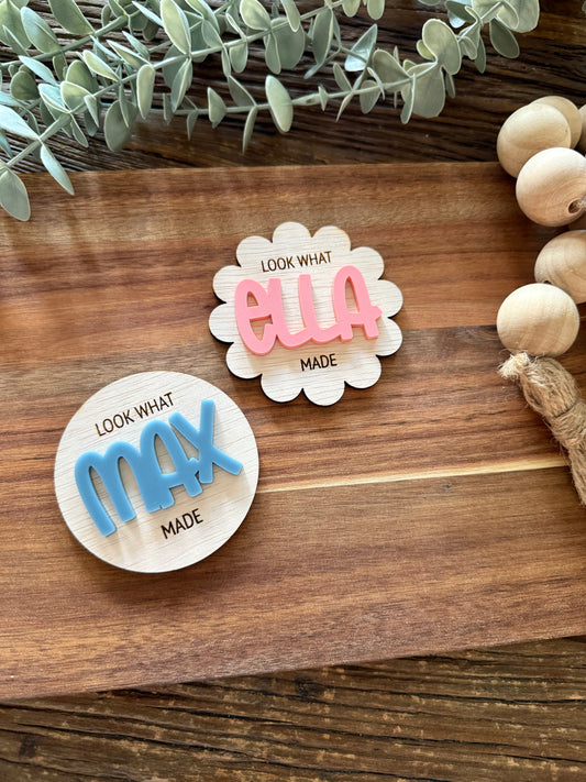 Look What I Made Fridge Magnet — Custom Name Kids Artwork Magnet