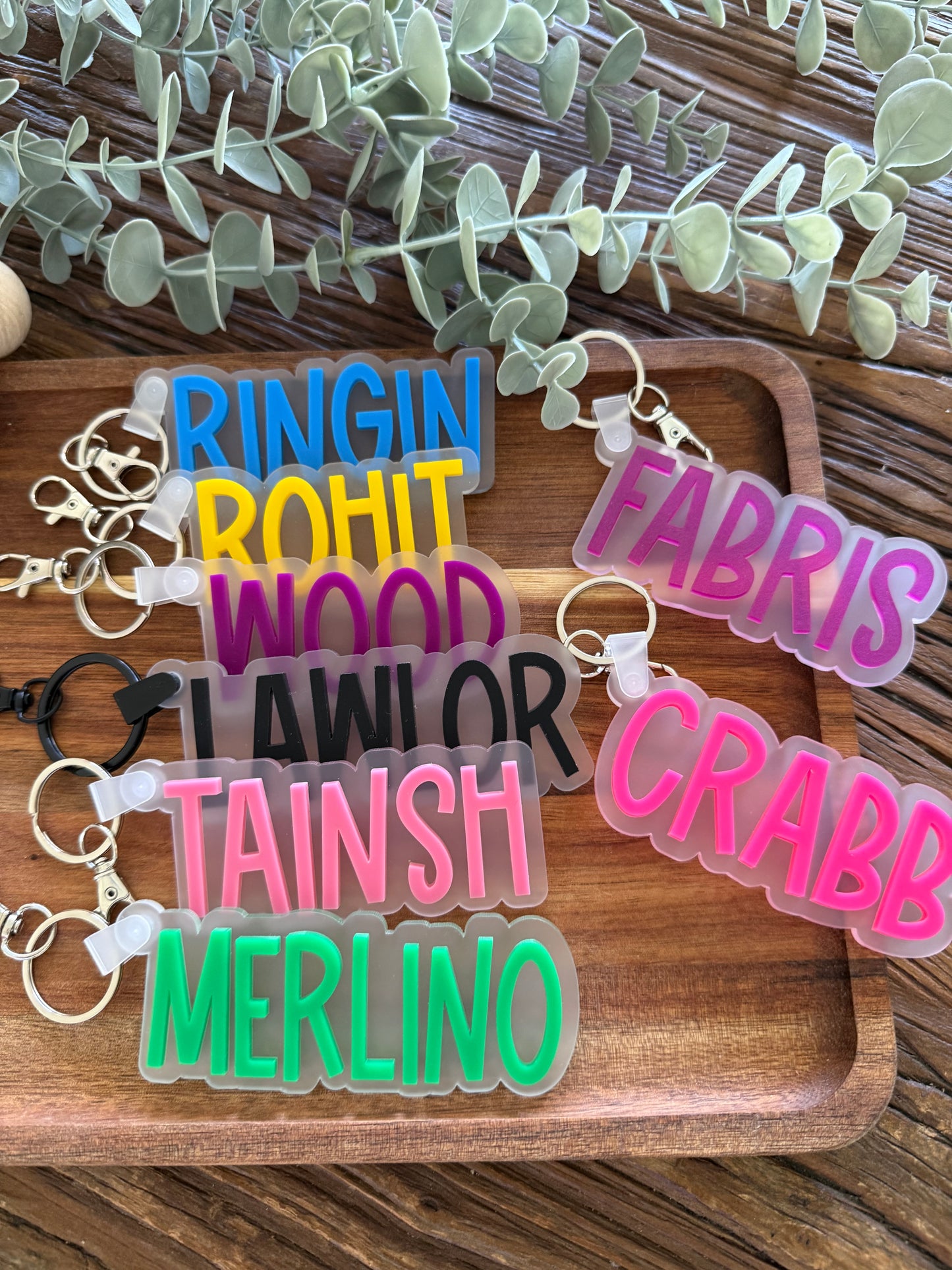 Frosted Block Bag Tag — Custom Kids School Backpack Keychain