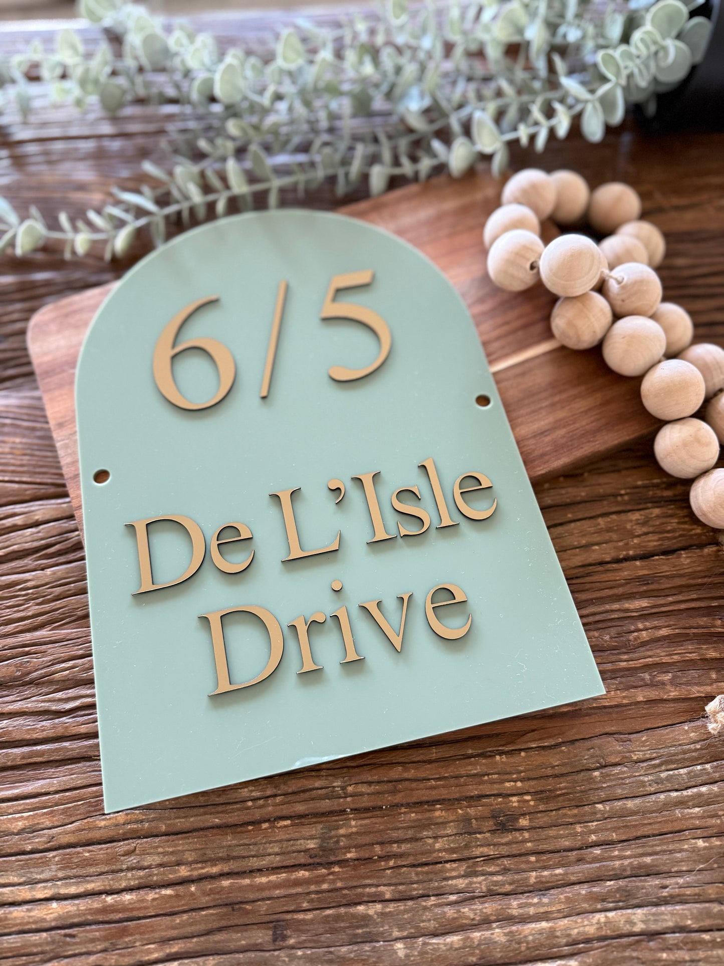 Olive and Gold Large Arched House Sign - A4 size