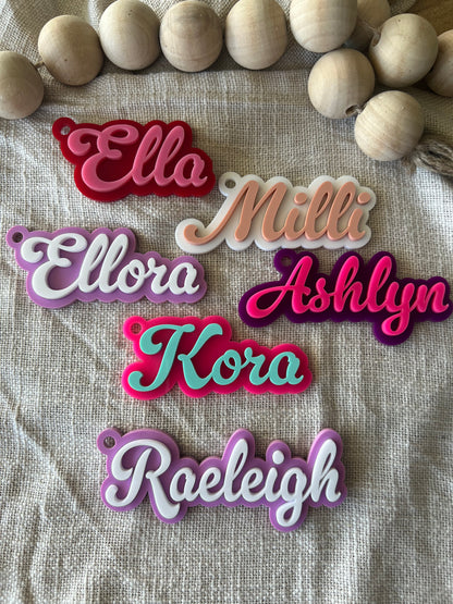 Duo Colour Bag Tag — Custom Name Acrylic Keychain