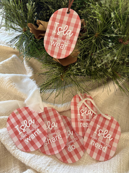 Gingham Mindful Christmas Gift Tag Set of 6