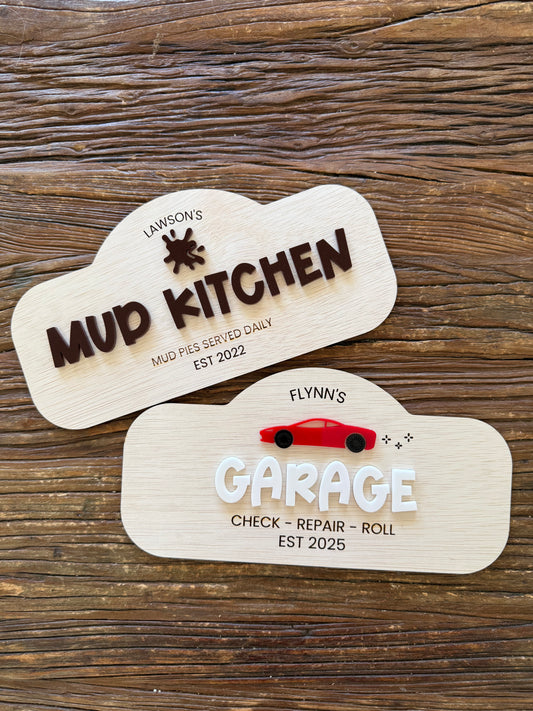 Kids Mud Kitchen Sign — Custom Name Ply Acrylic Play Sign