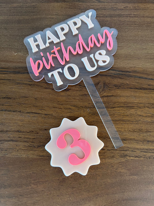 Happy Birthday Cake Topper and Fropper Set