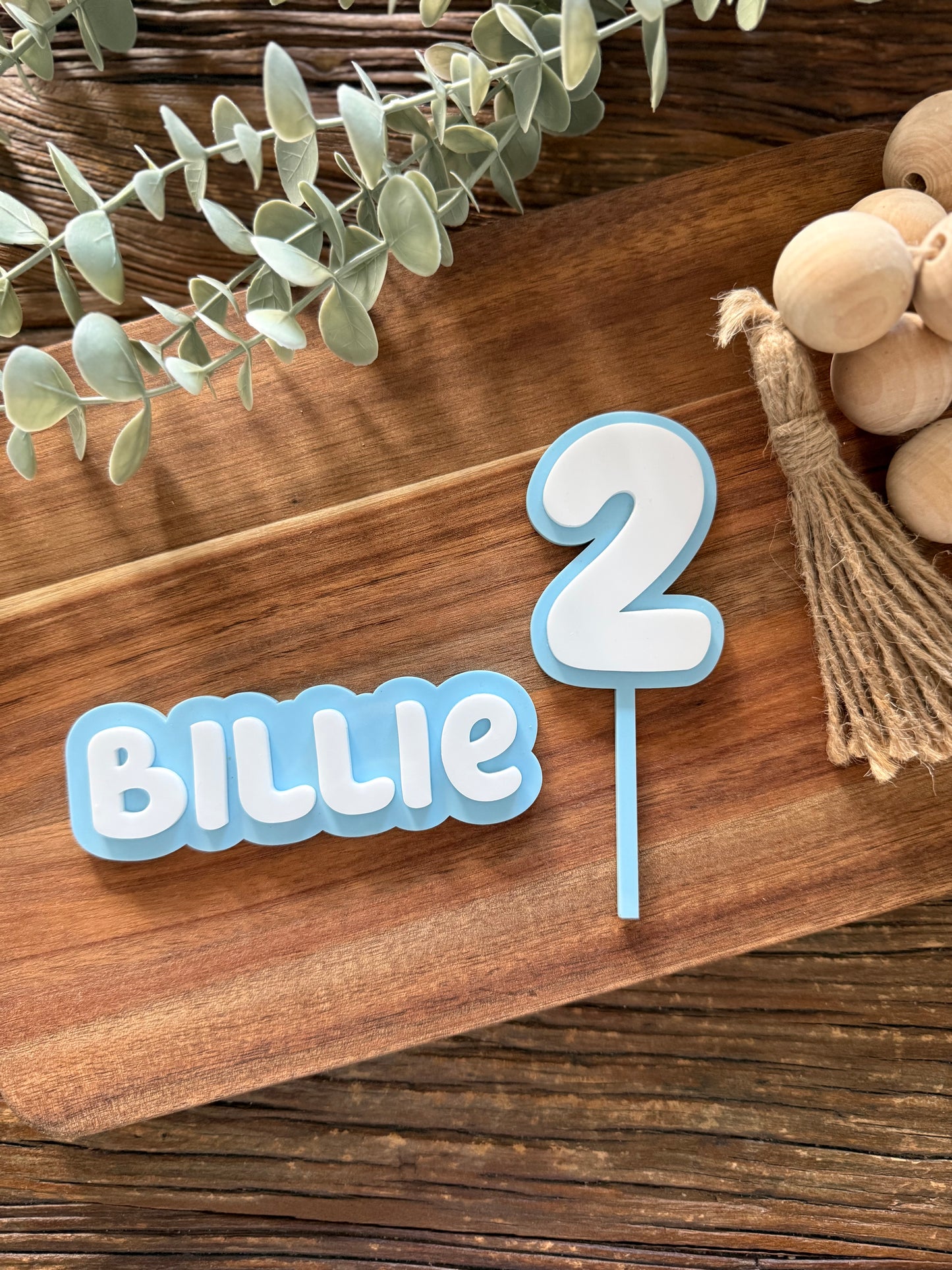 Blue Dog Cake Topper Set - Personalised